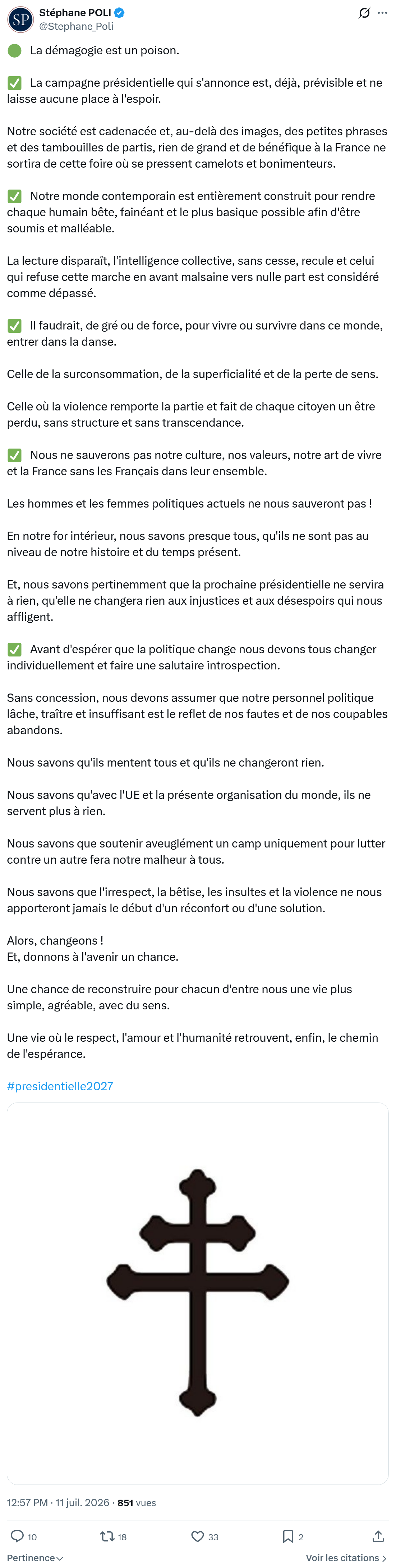 Stephane Poli: La démagogie est un poison...