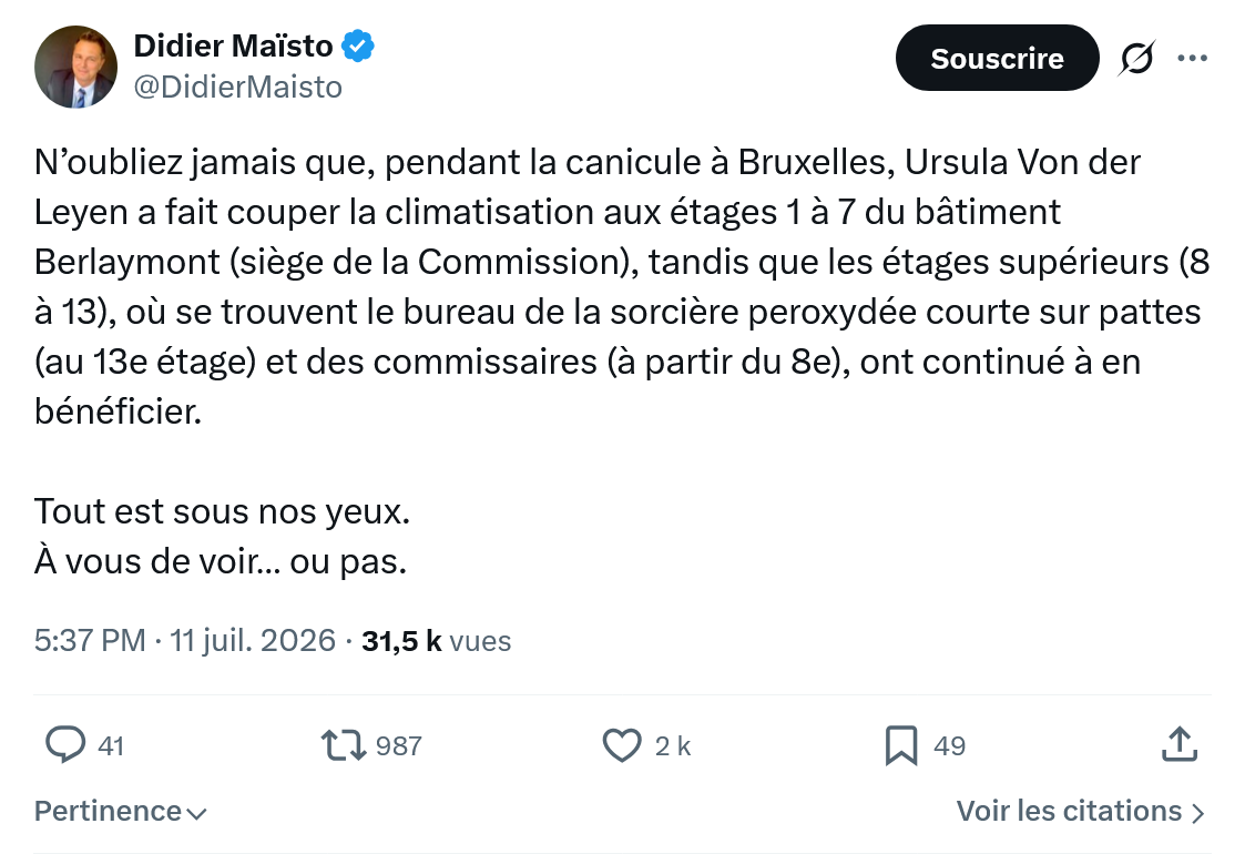 Didier Maïsto: N’oubliez jamais que, pendant la canicule à Bruxelles...
