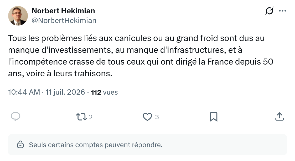 Norbert Hekimian: Tous les problèmes liés aux canicules...