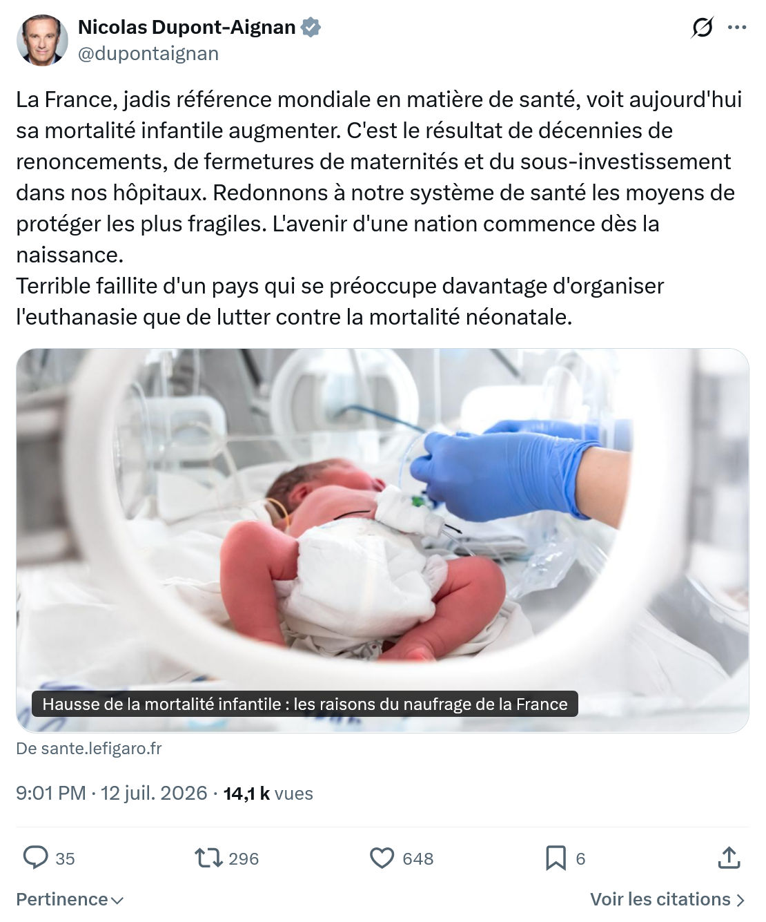 Nicolas Dupont-Aignan: La France, jadis référence mondiale...