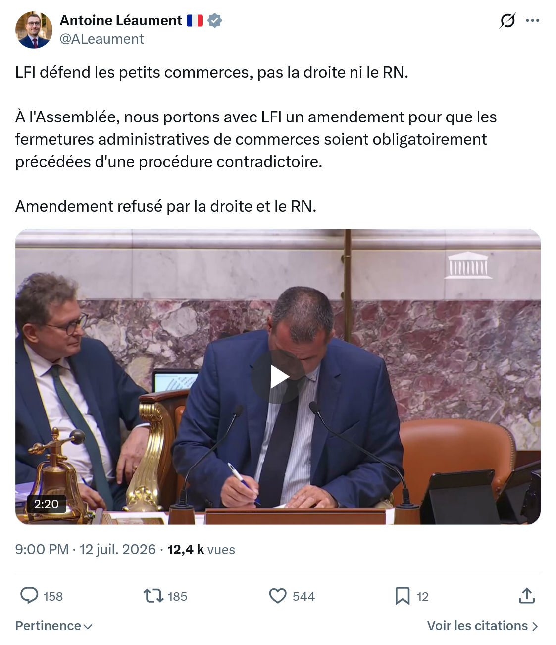Antoine Léaument: LFI défend les petits commerces...