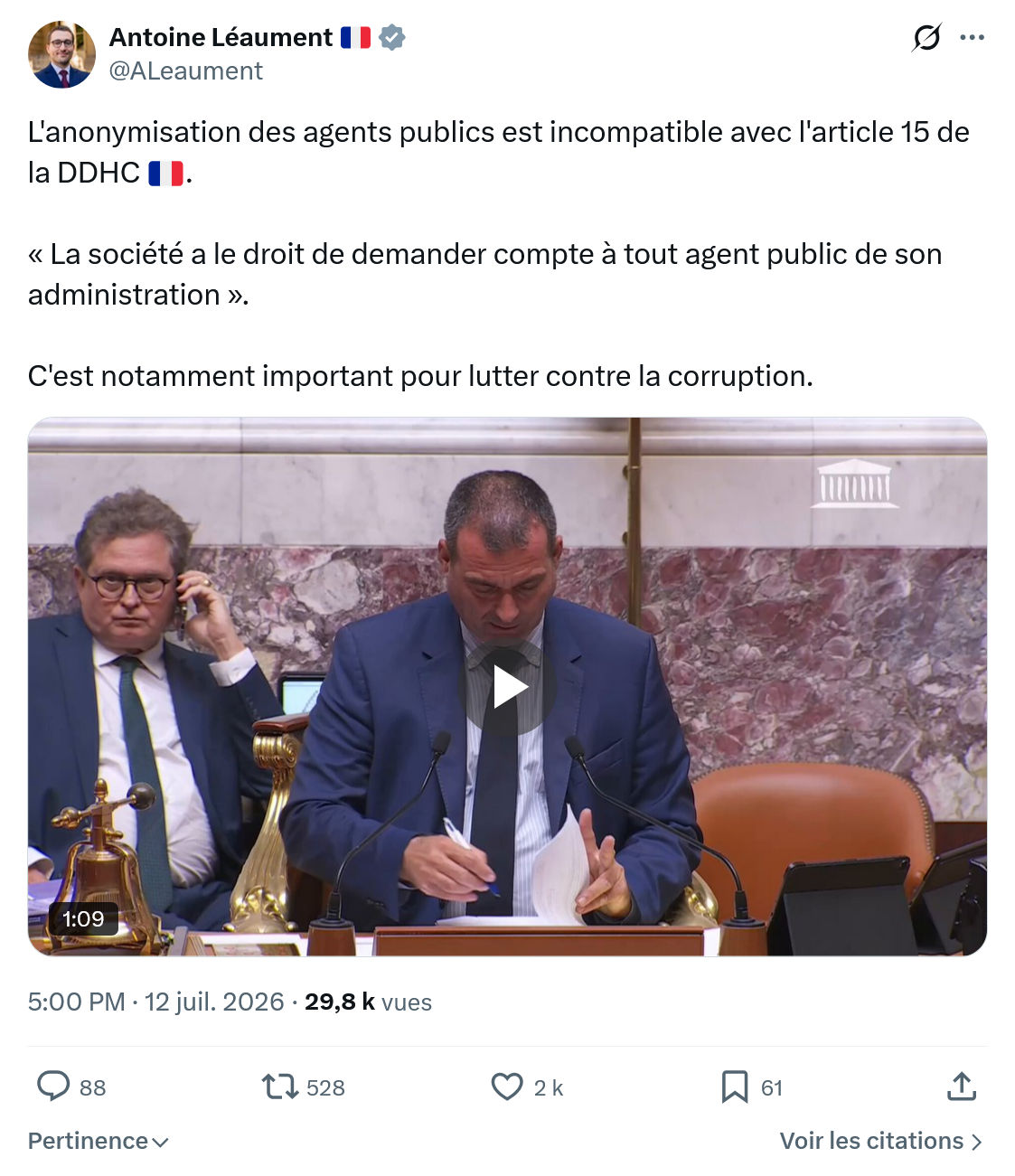 Antoine Léaument: L'anonymisation des agents...