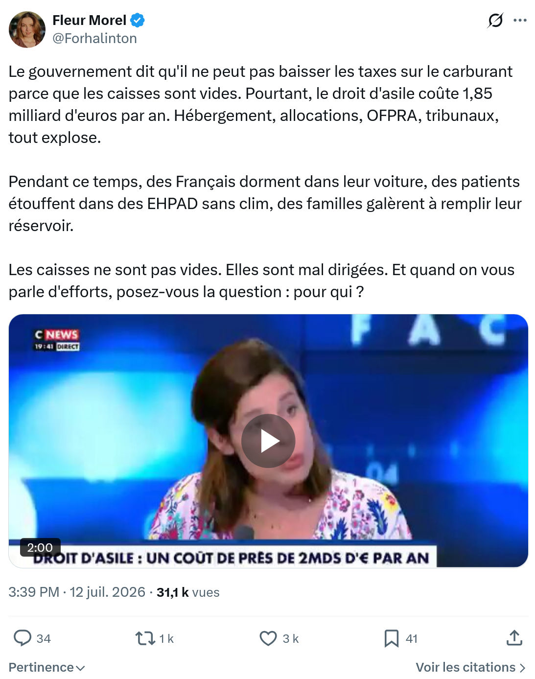 Fleur Morel: Le gouvernement dit qu'il ne peut...