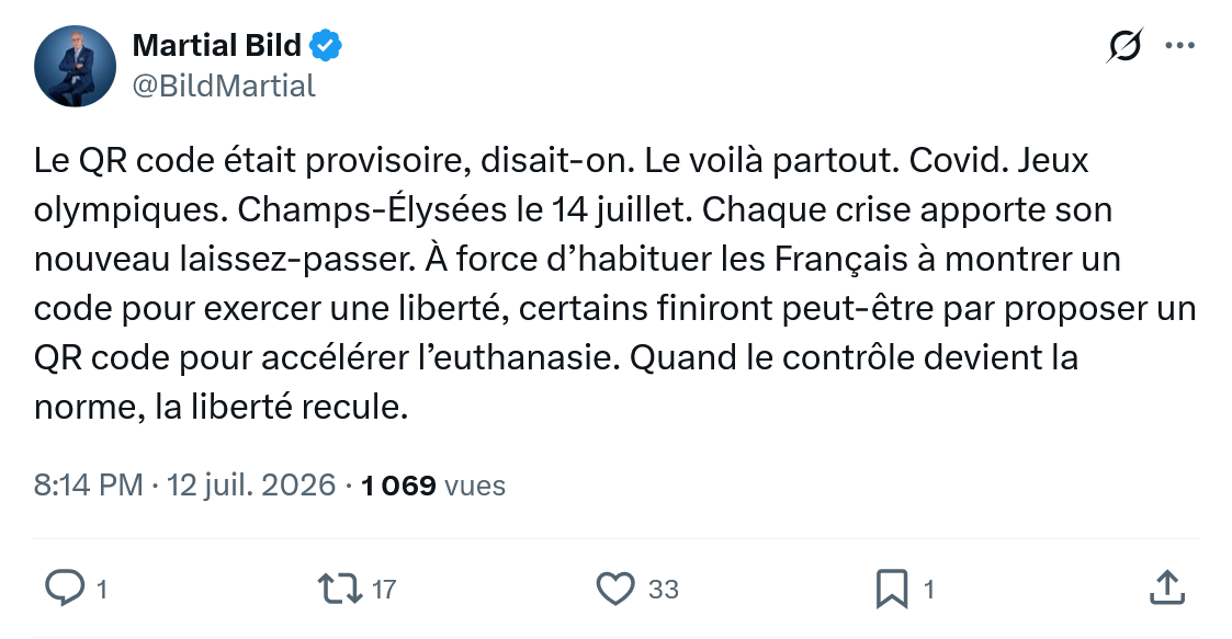 Martial Bild: Le QR code était provisoire....