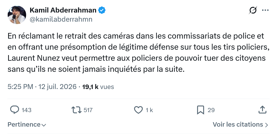 Kamil Abderrahman: En réclamant le retrait des caméras...