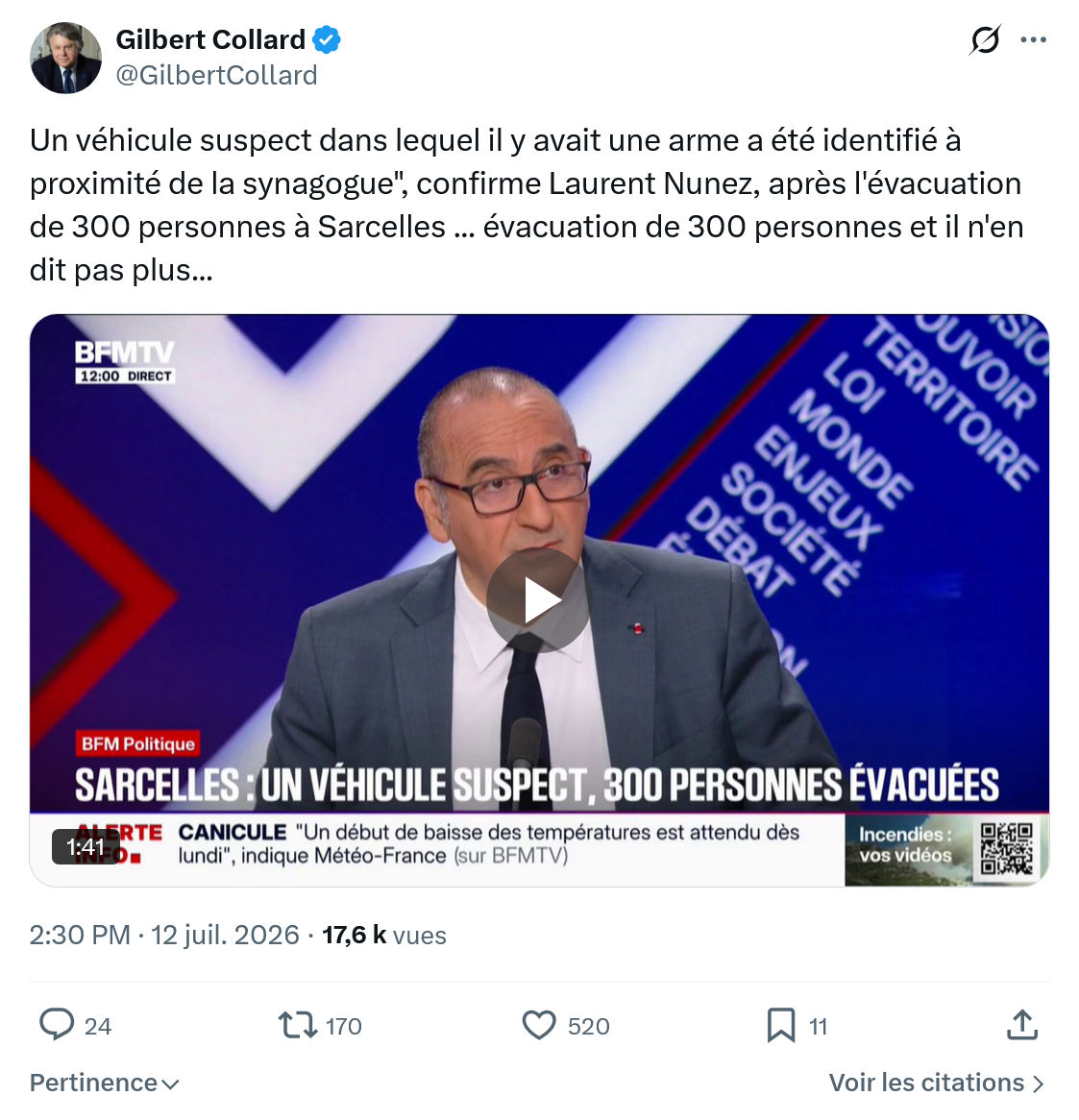 Gilbert Collard: Un véhicule suspect dans lequel...