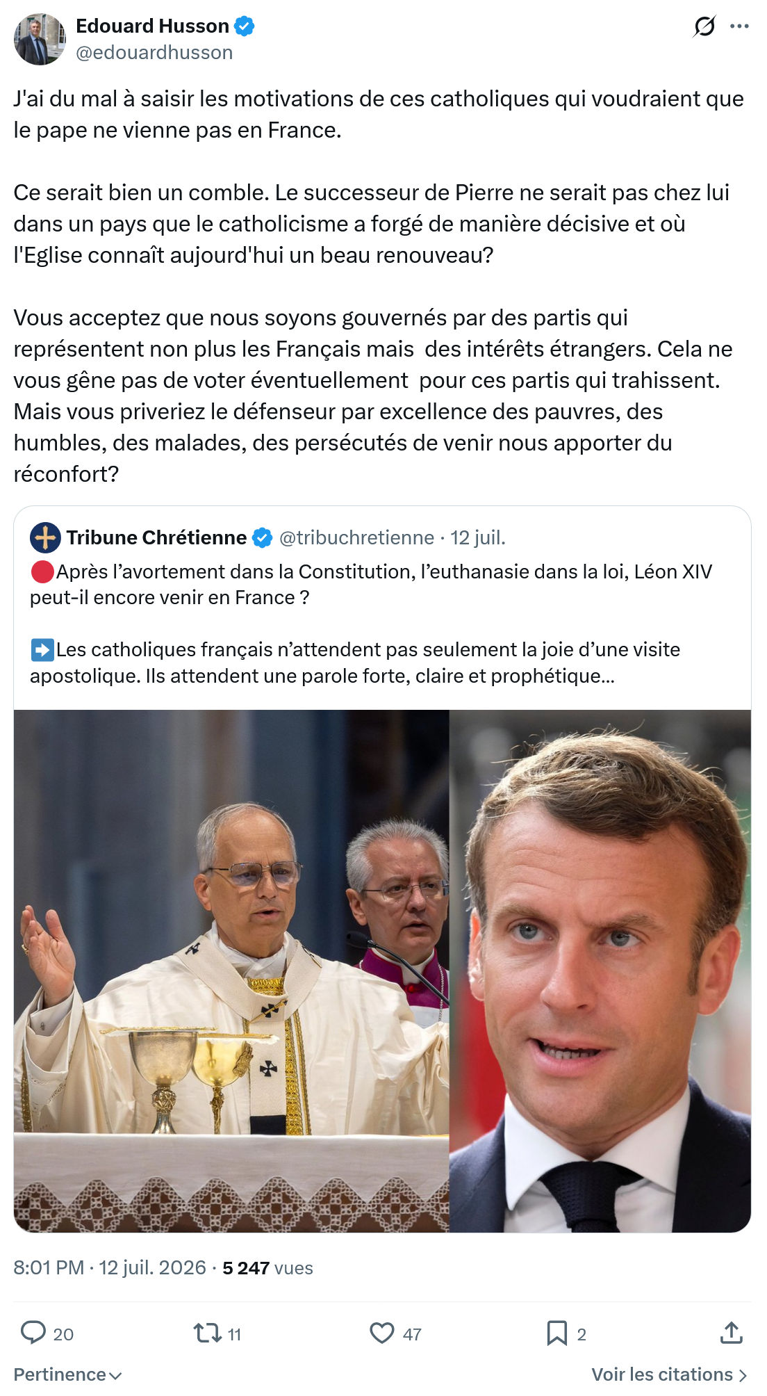 Édouard Husson: J'ai du mal à saisir les motivations...