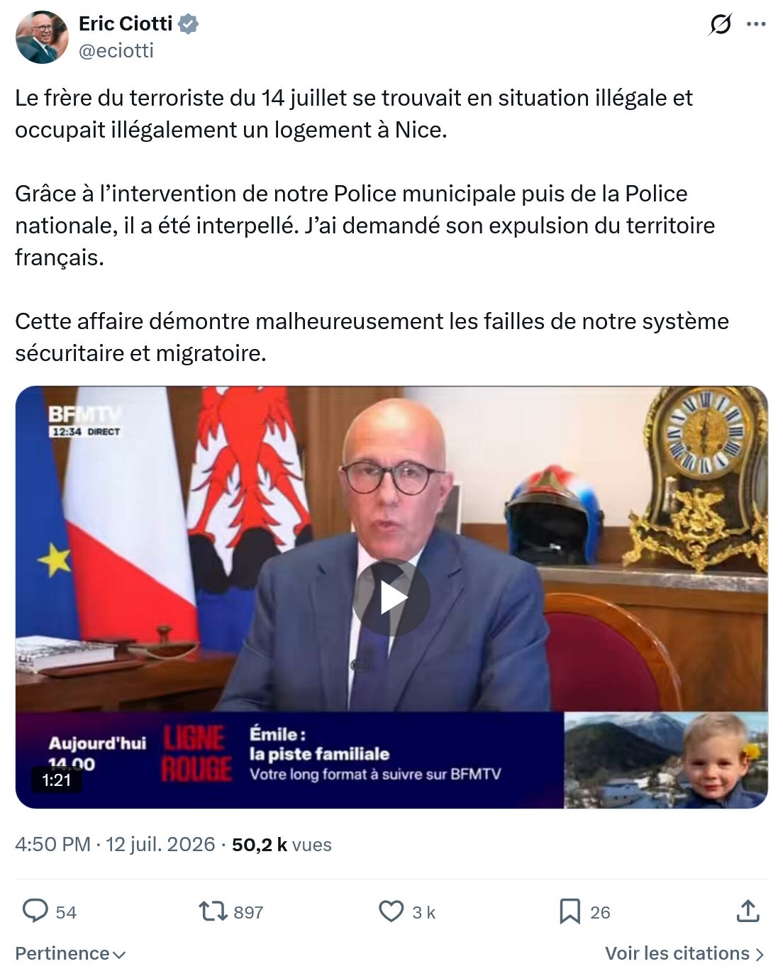 Éric Ciotti: Le frère du terroriste du 14 juillet...