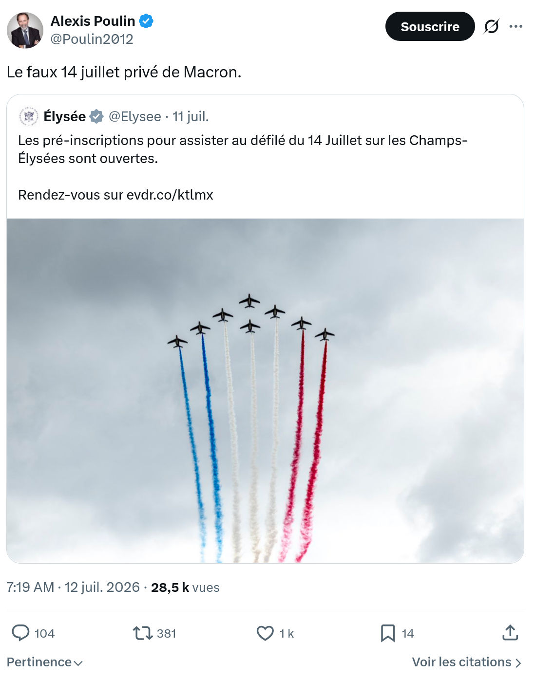 Alexis Poulin: Le faux 14 juillet privé de Macron...