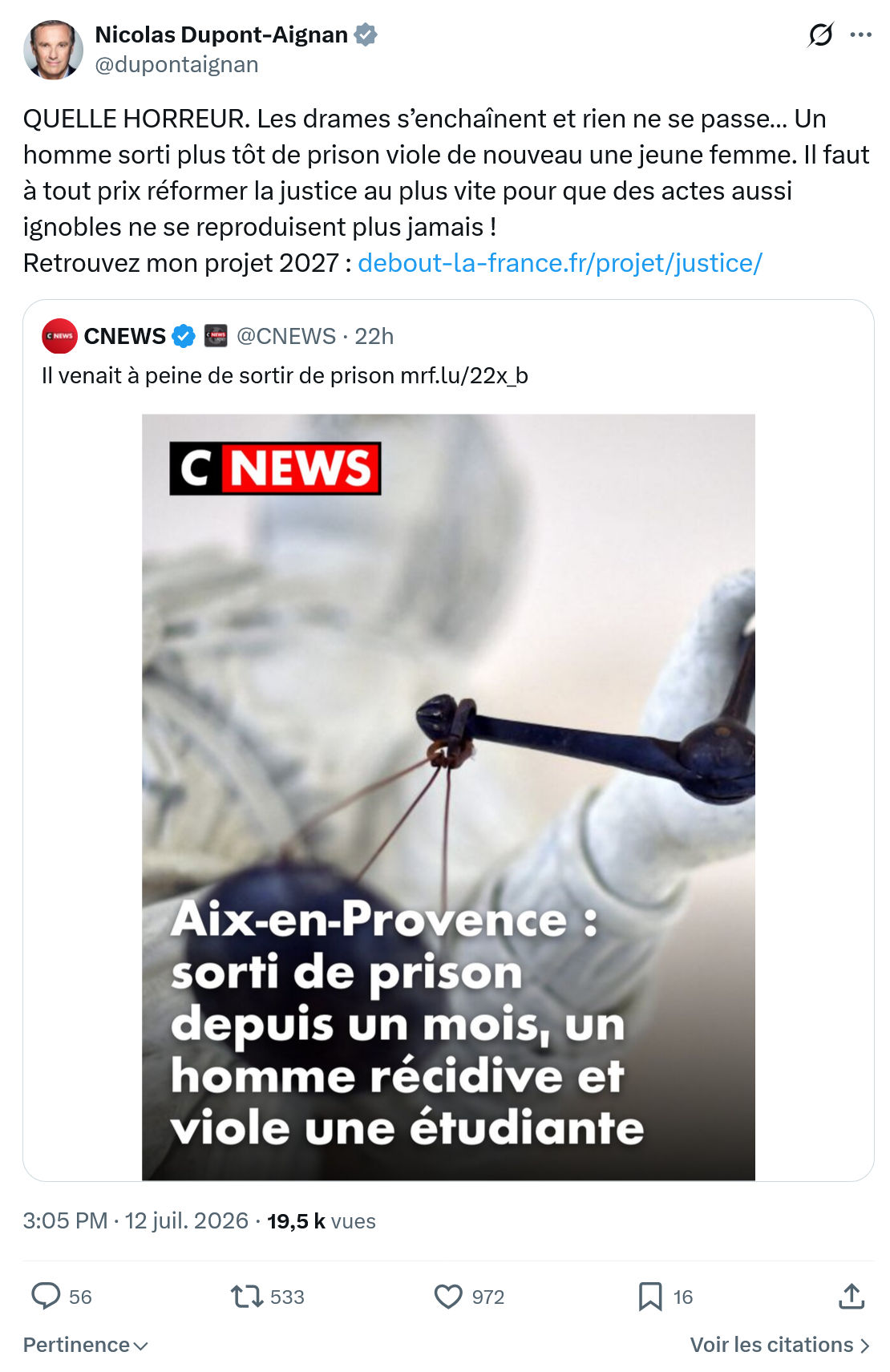Nicolas Dupont-Aignan: QUELLE HORREUR...