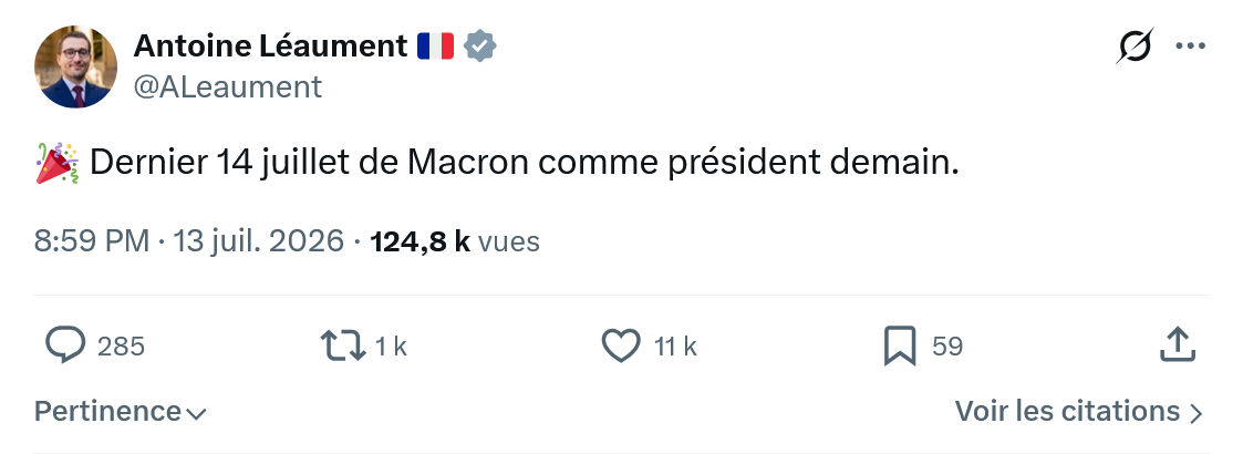 Antoine Léaument: Dernier 14 juillet de Macron...