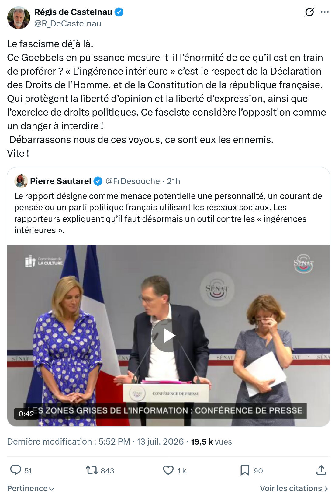 Régis de Castelnau: Le fascisme déjà là...