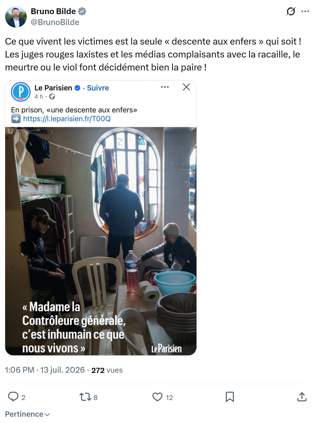 Bruno Bilde: Ce que vivent les victimes...