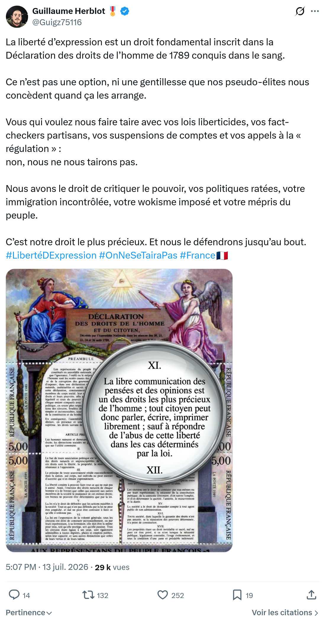 Guillaume Herblot: La liberté d’expression est...