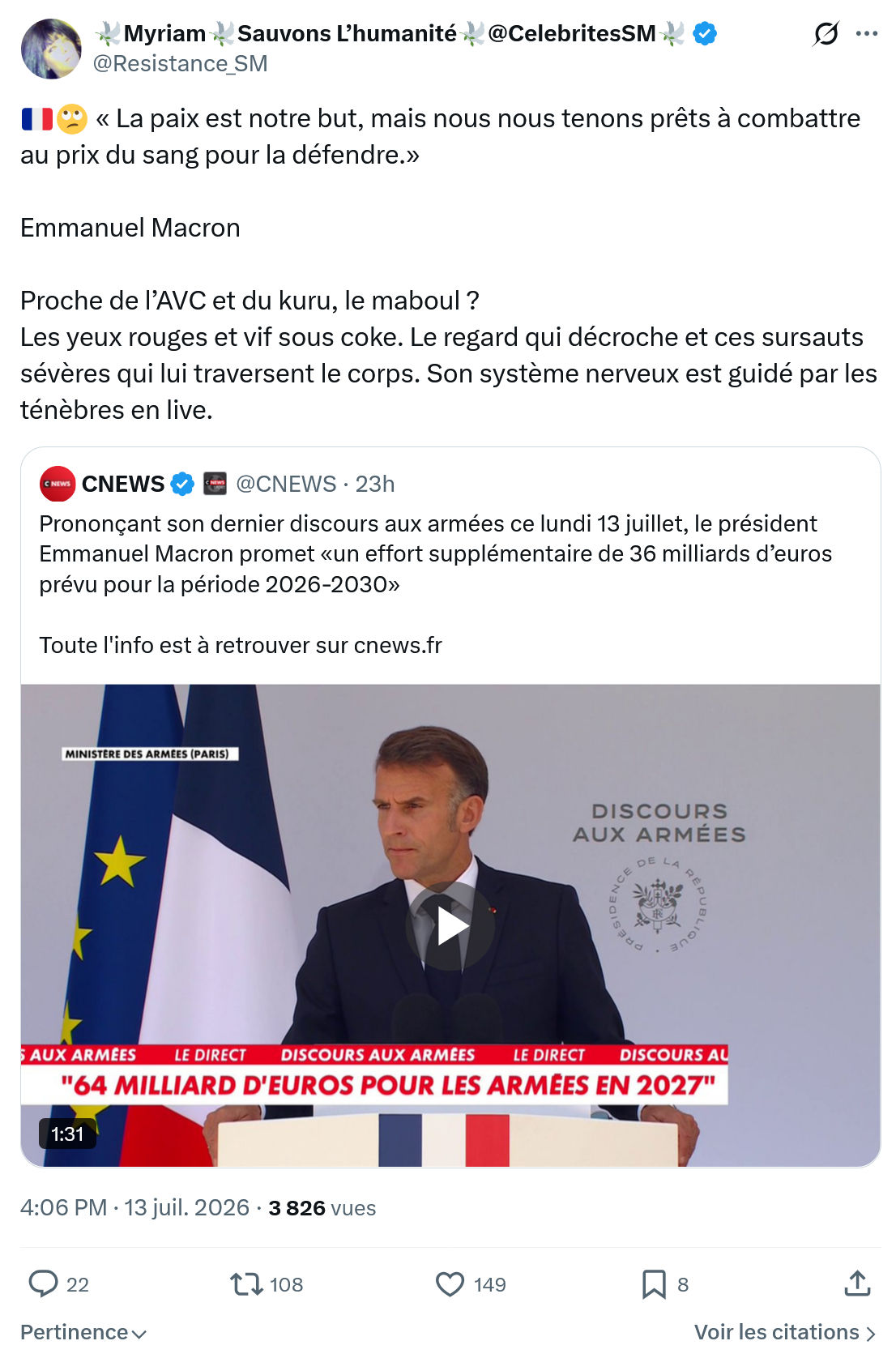 Myriam: La paix est notre but...