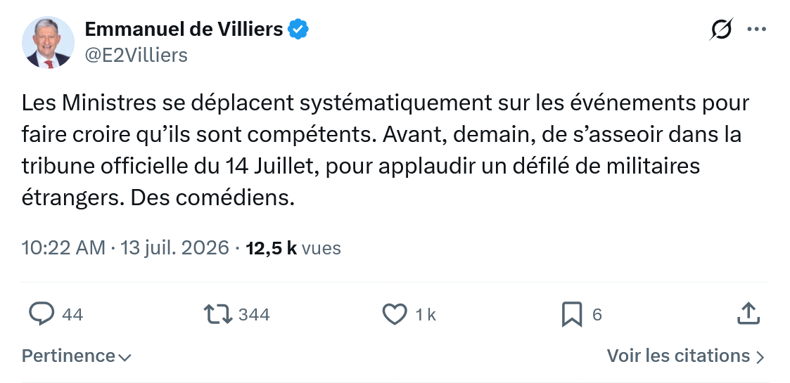 Emmanuel de Villiers: Les Ministres se déplacent systématiquement...