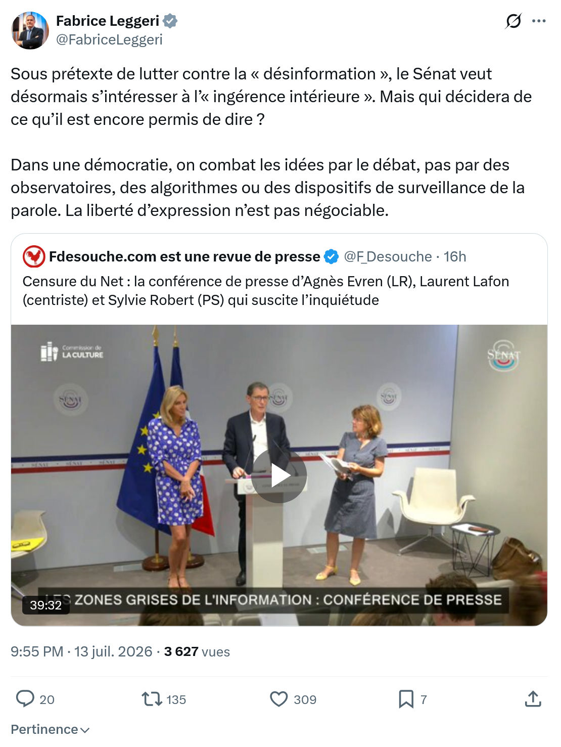 Fabrice Leggeri: Sous prétexte de lutter contre...