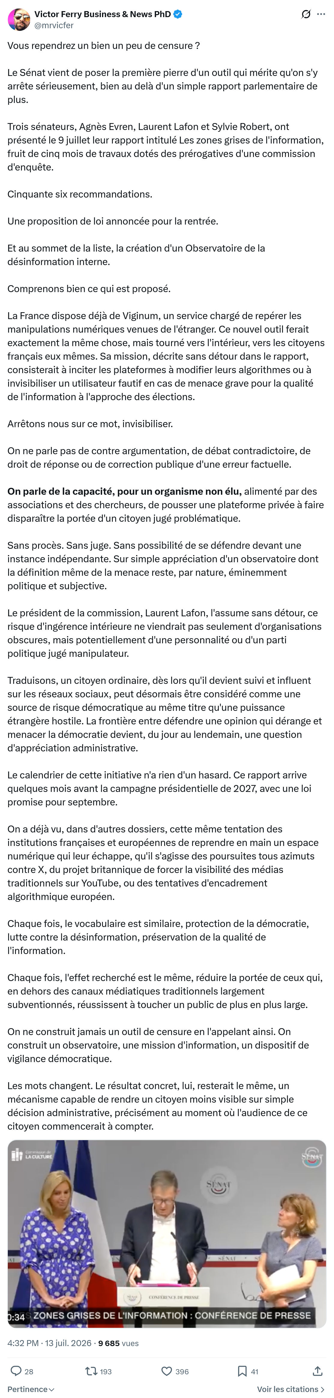 Victor Ferry: Vous rependrez un bien un peu de censure ?...