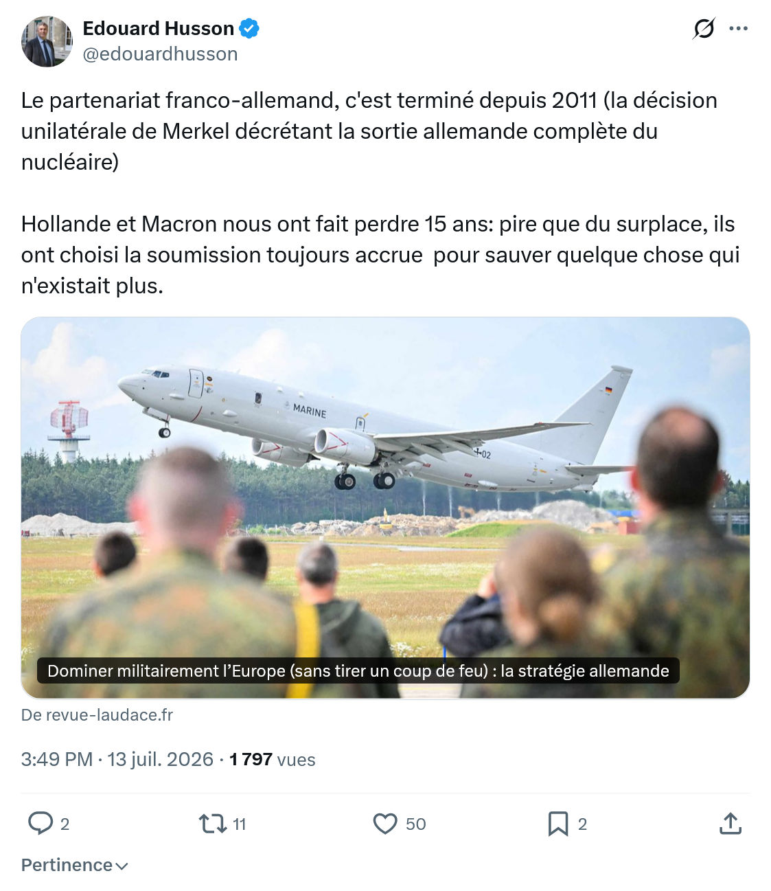 Édouard Husson: Le partenariat franco-allemand...