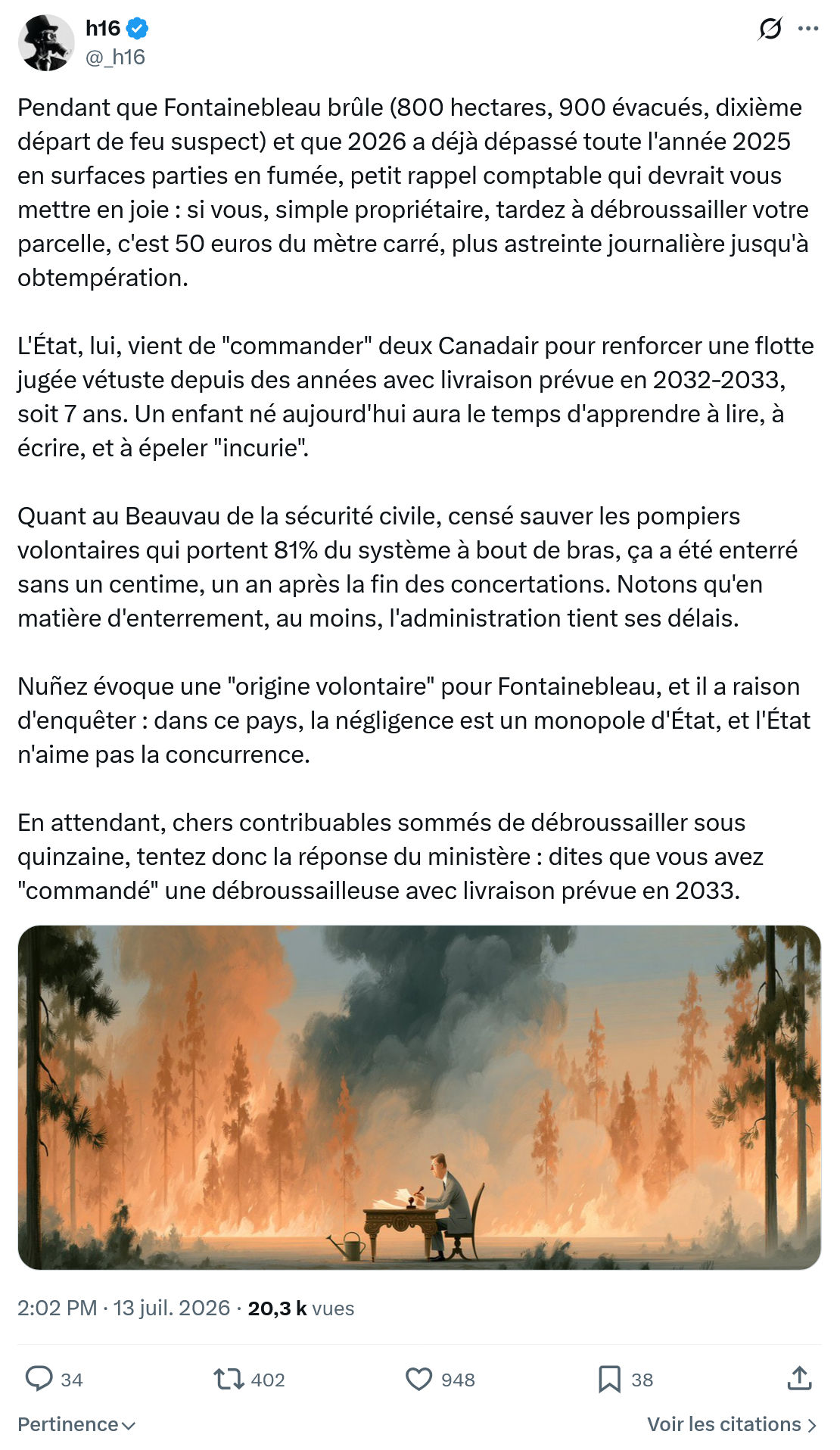 h16: Pendant que Fontainebleau brûle...