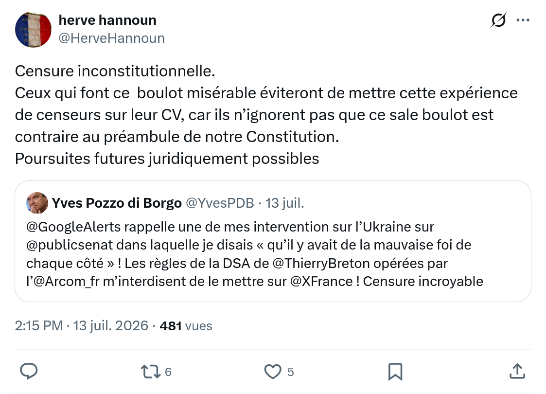 Herve Hannoun: Censure inconstitutionnelle...