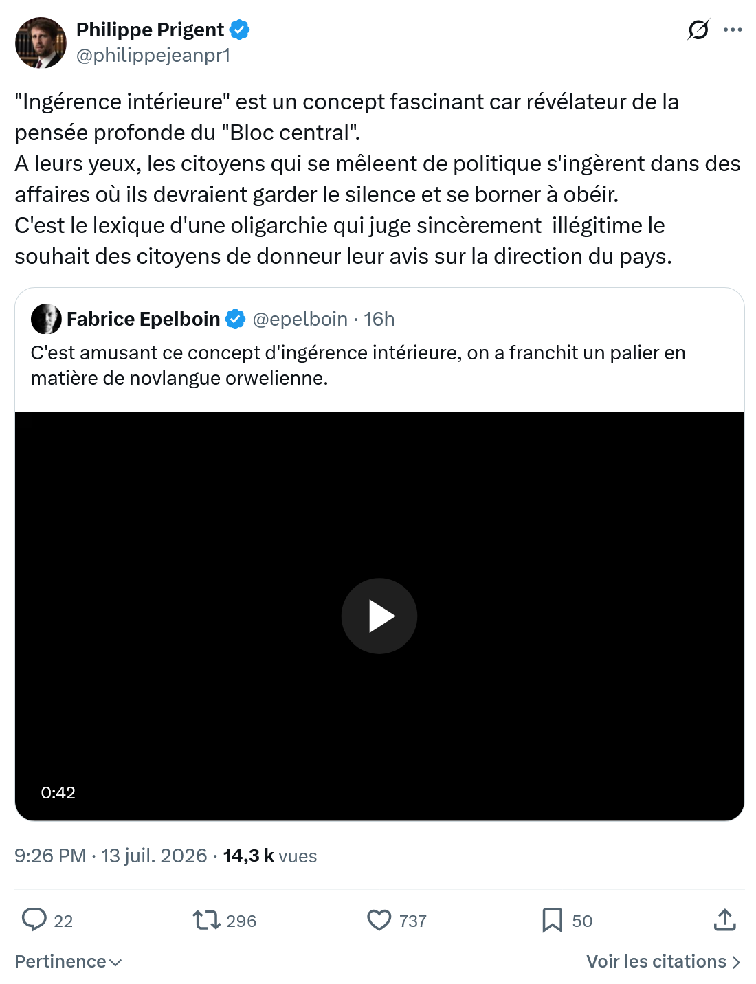 Philippe Prigent: "Ingérence intérieure" est un concept...