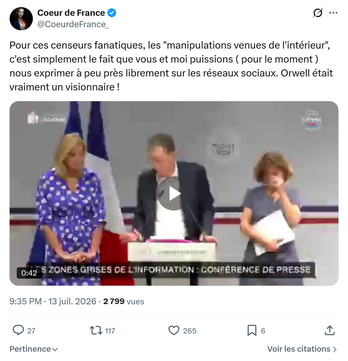 Coeur de France: Pour ces censeurs fanatiques...