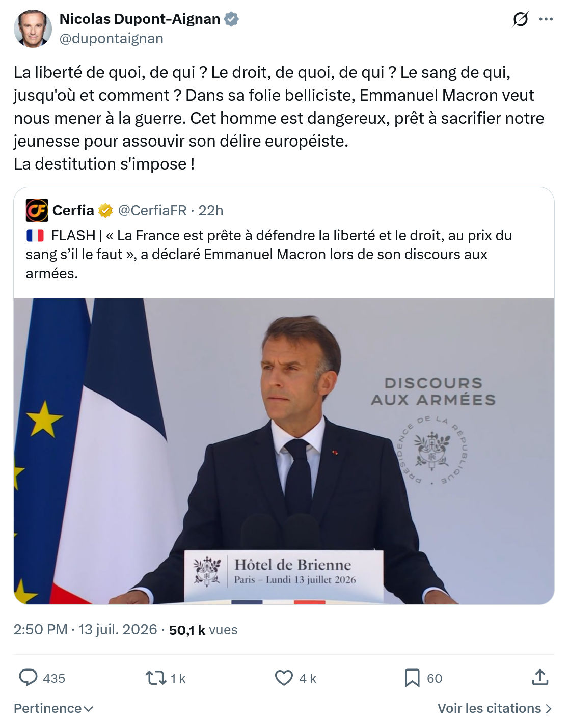 Nicolas Dupont-Aignan: La liberté de quoi, de qui ?...