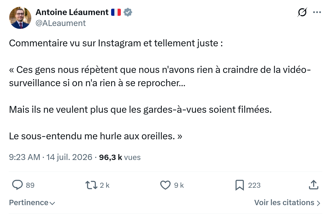 Antoine Léaument: Commentaire vu sur Instagram et tellement juste...