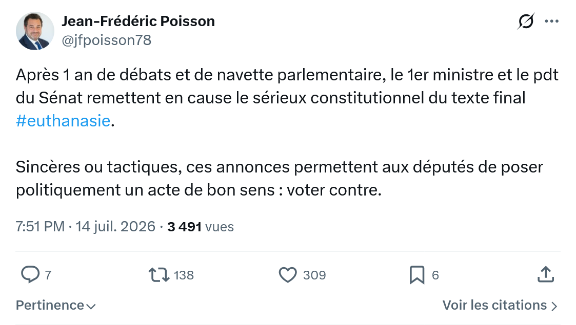 Jean-Frédéric Poisson: Après 1 an de débats et de navette...