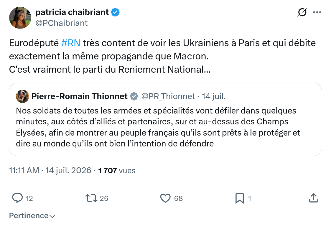 Patricia Chaibriant: Eurodéputé #RN très content...