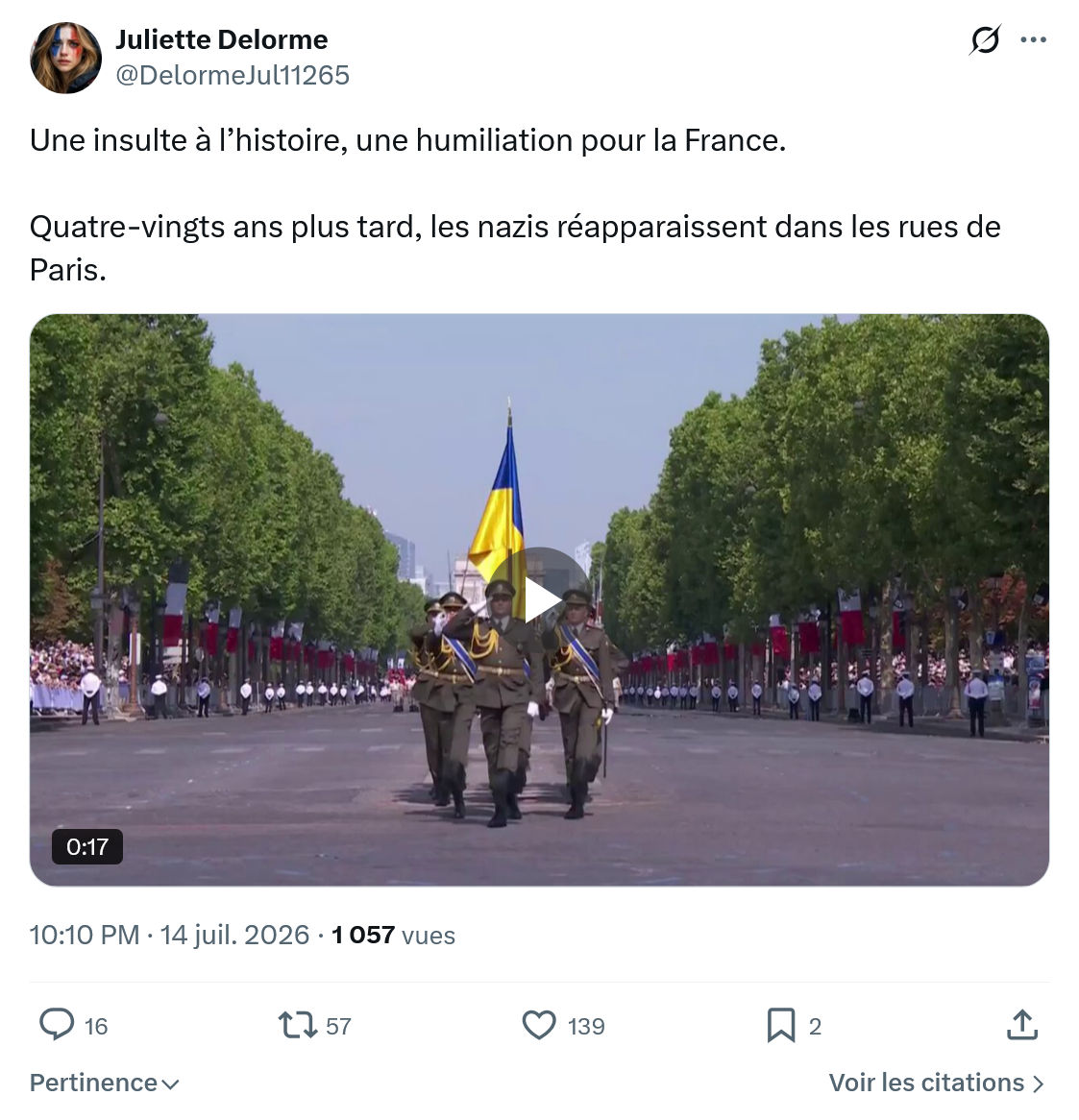 Juliette Delorme: Une insulte à l’histoire...