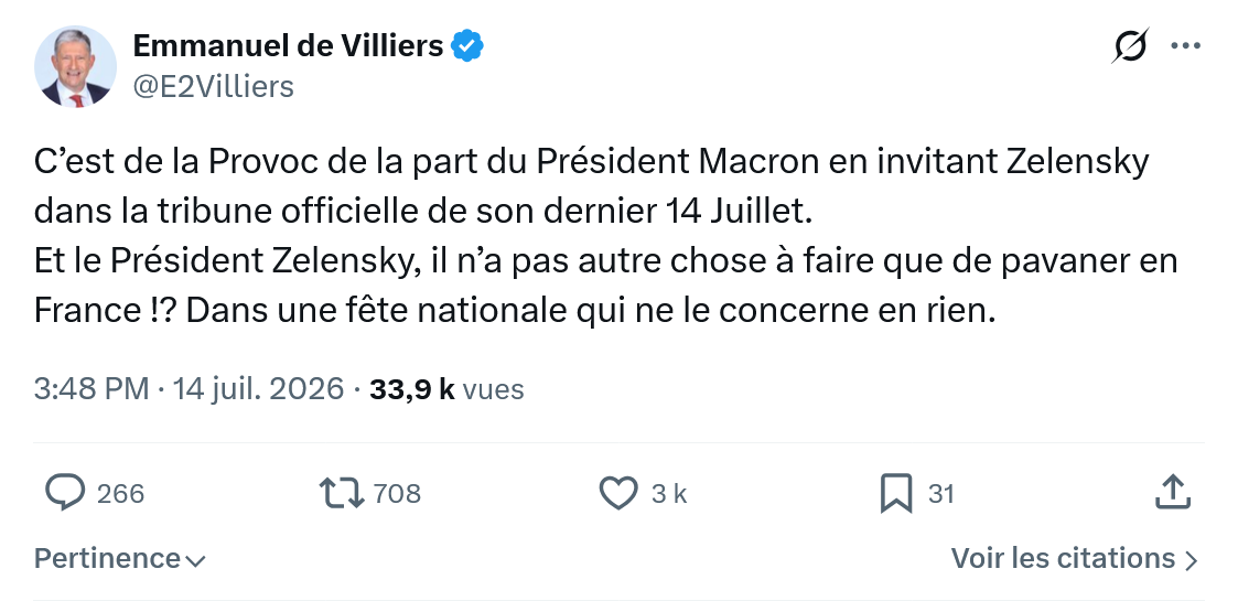 Emmanuel de Villiers: C’est de la Provoc de la part du Président...