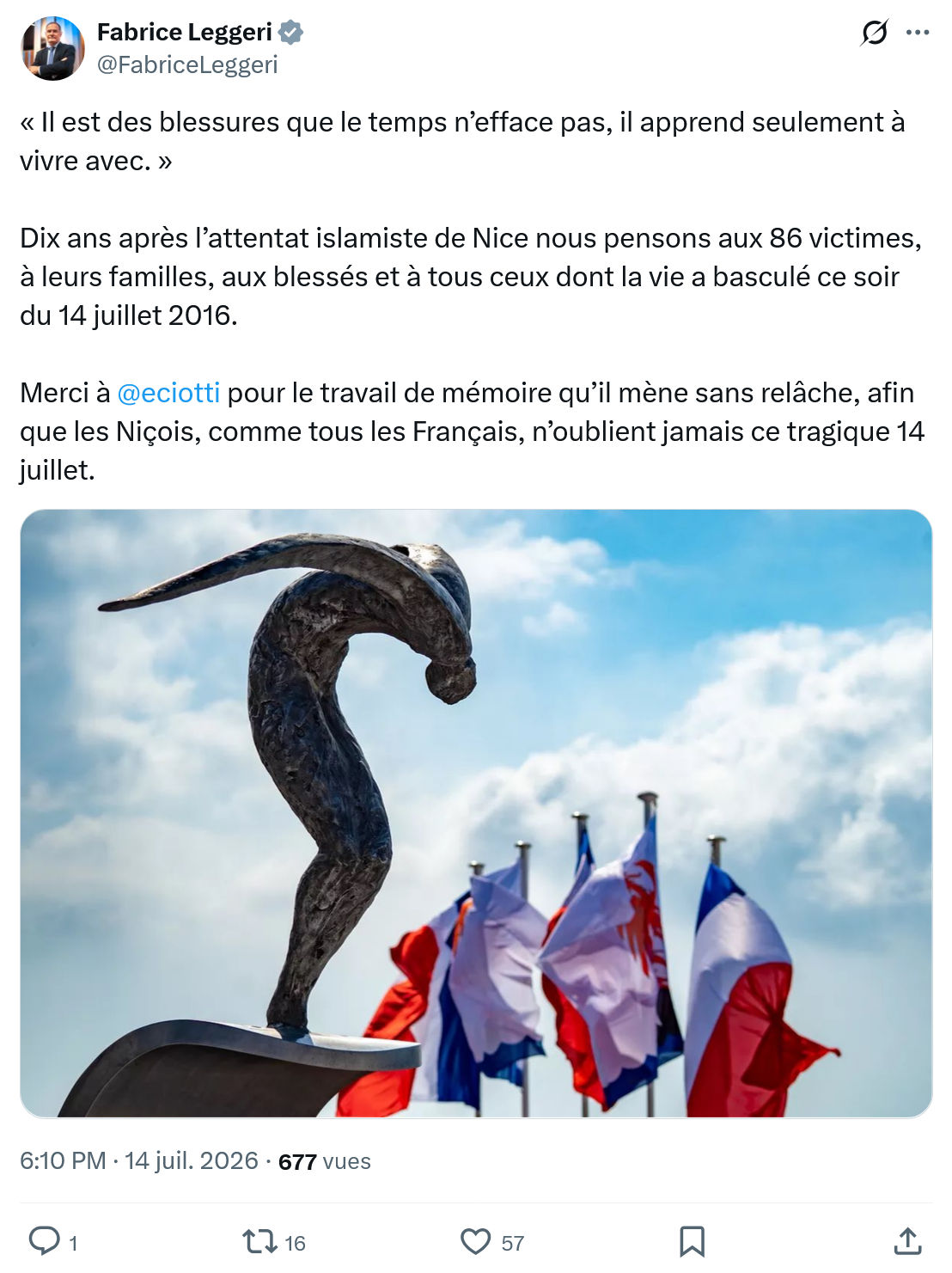 Fabrice Leggeri: Il est des blessures que le temps...