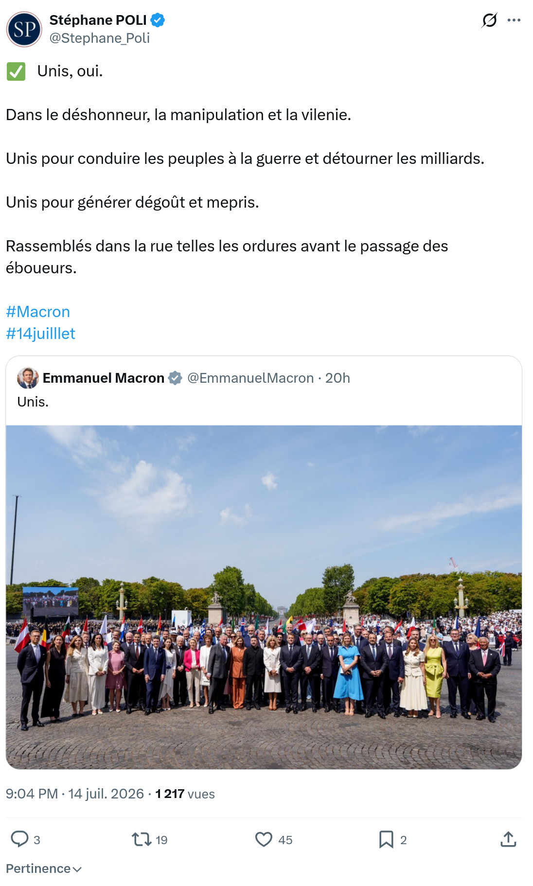 Stephane Poli: Unis, oui...