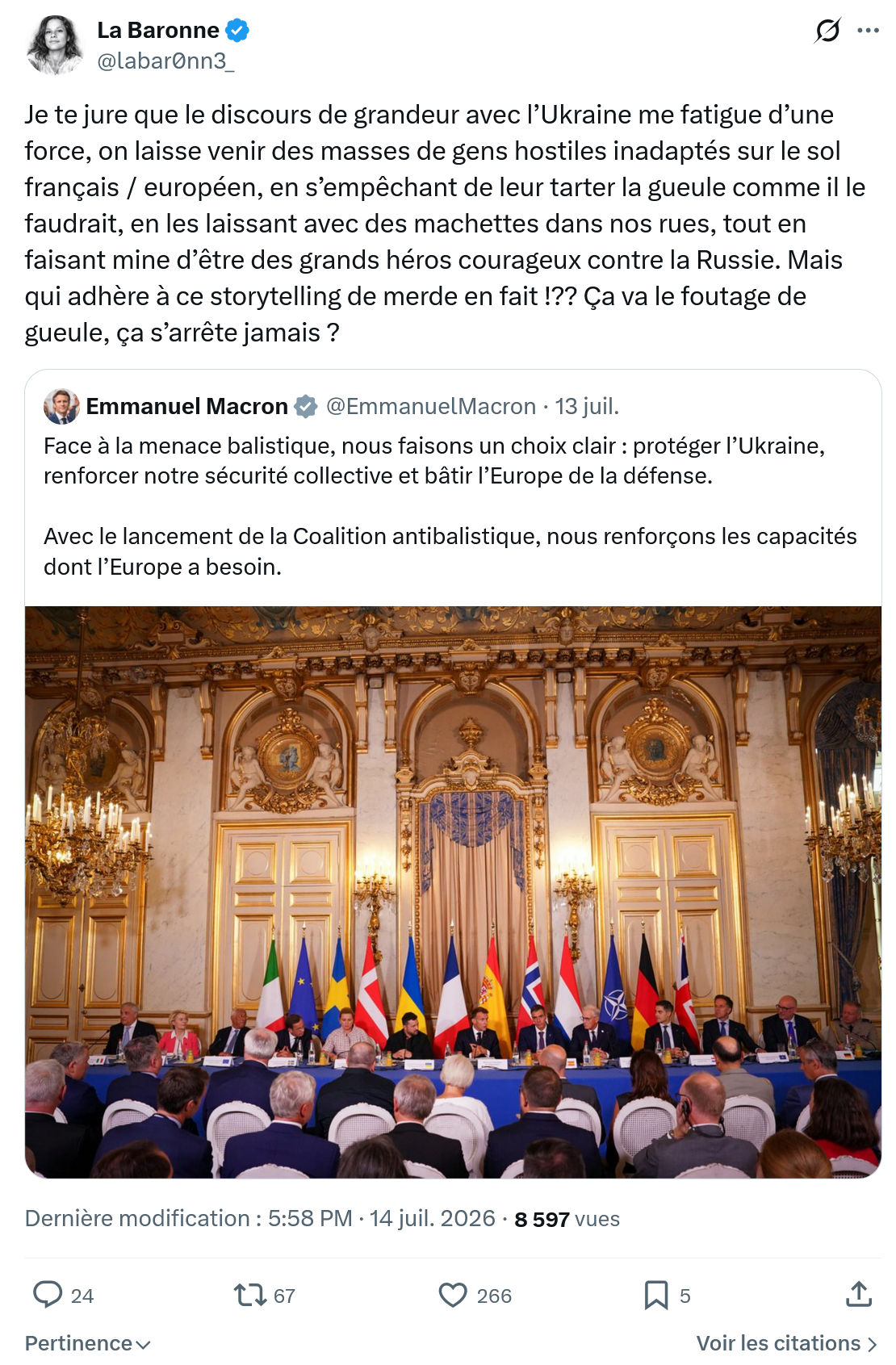 La Baronne: Je te jure que le discours...