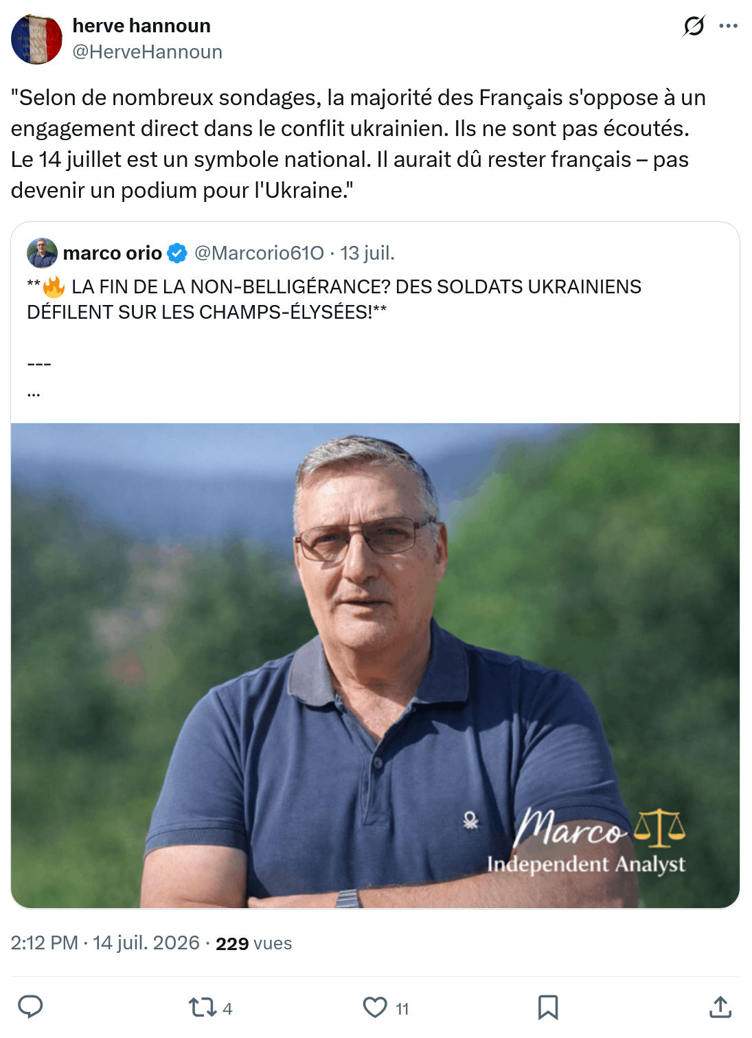 Herve Hannoun: Selon de nombreux sondages...