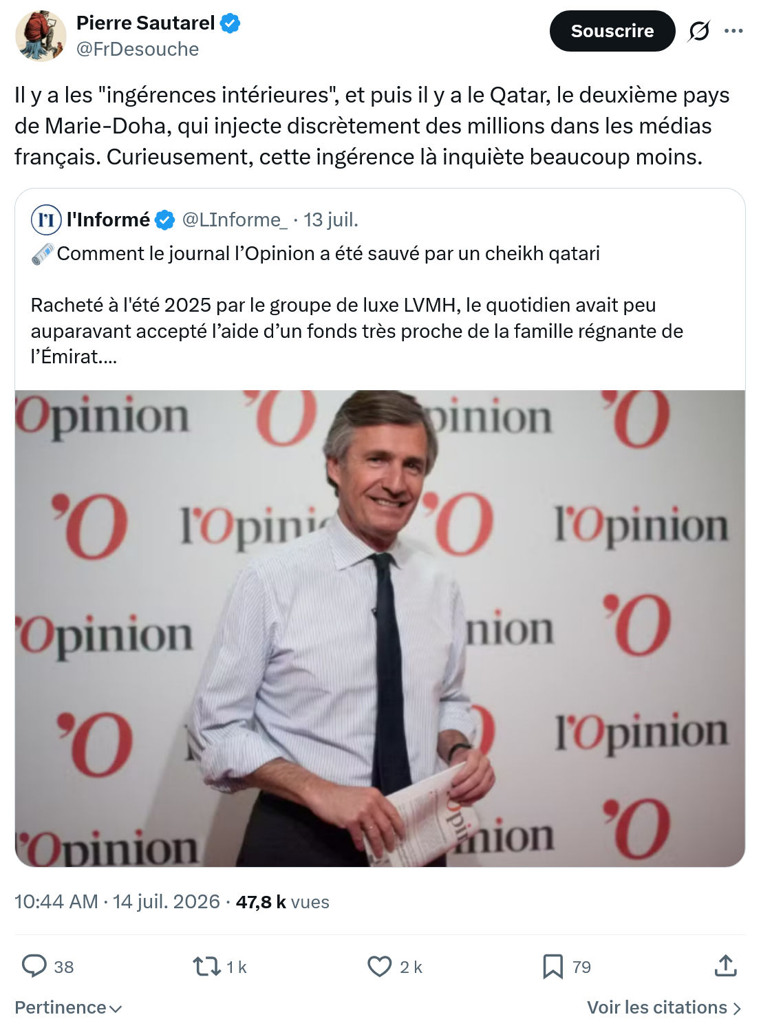 Pierre Sautarel: Il y a les "ingérences intérieures"...