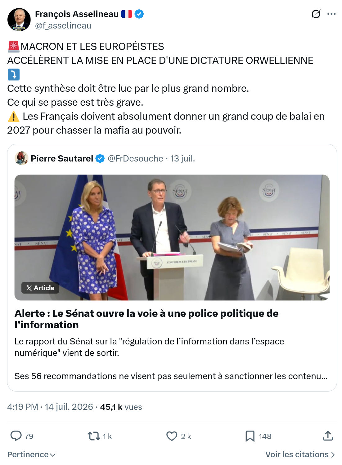 Francois Asselineau: MACRON ET LES EUROPÉISTES...