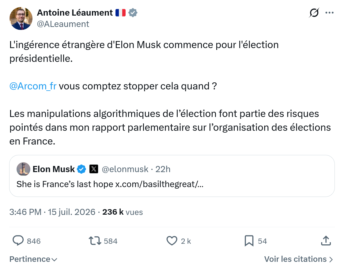 Antoine Léaument: L'ingérence étrangère d'Elon Musk...