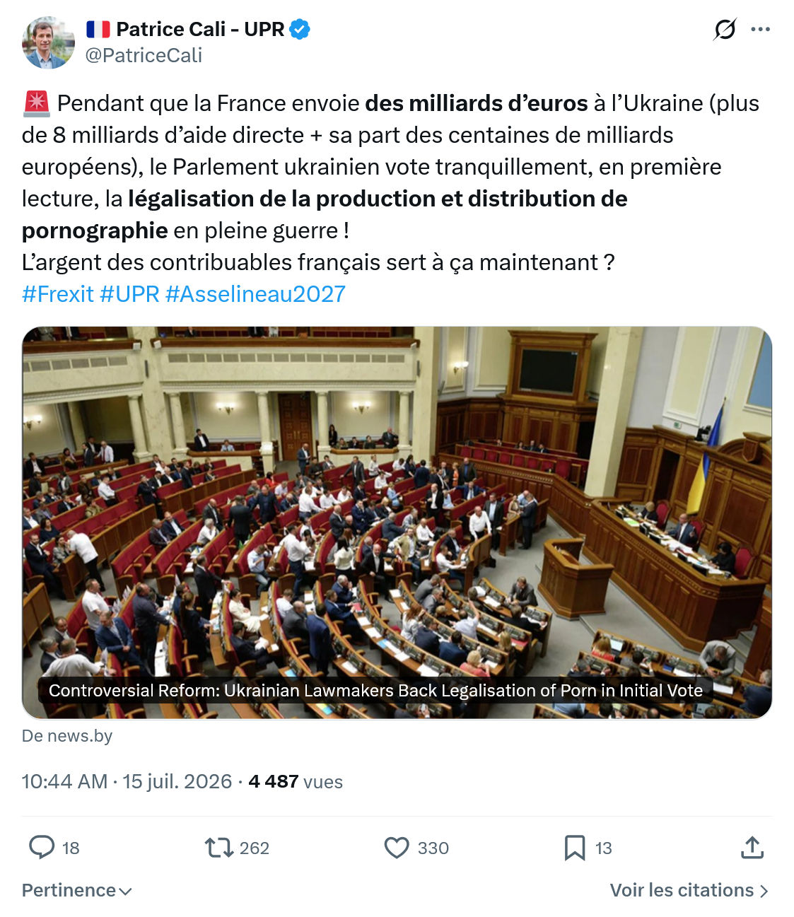 Patrice Cali: Pendant que la France envoie...