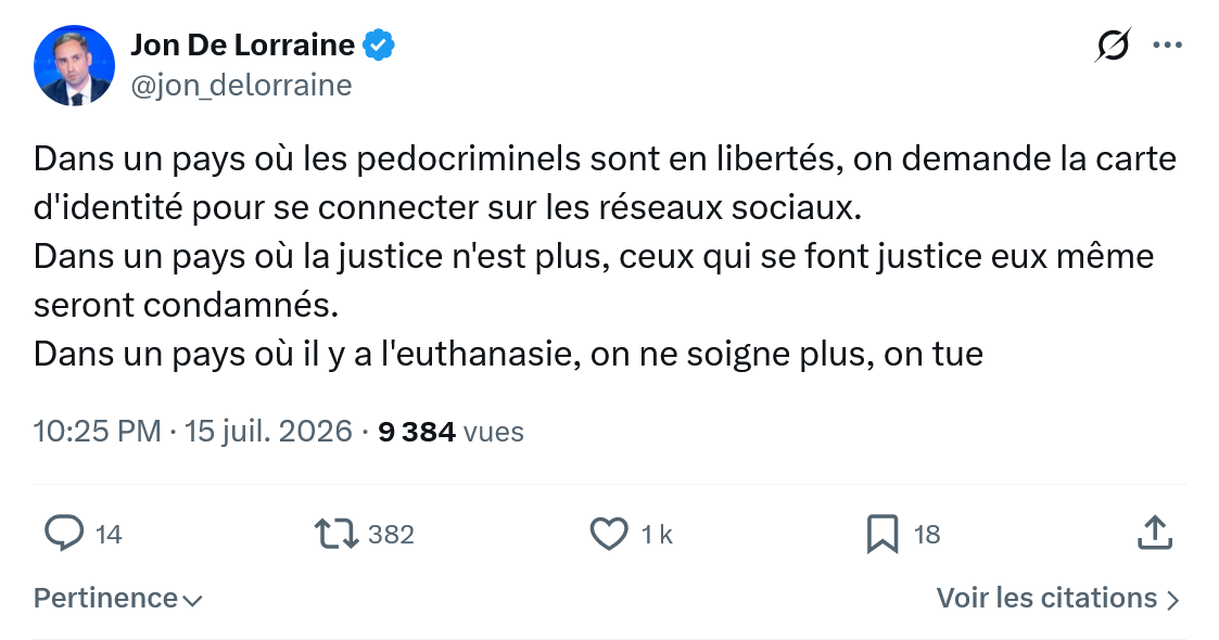 Jon De Lorraine: Dans un pays où les pedocriminels...