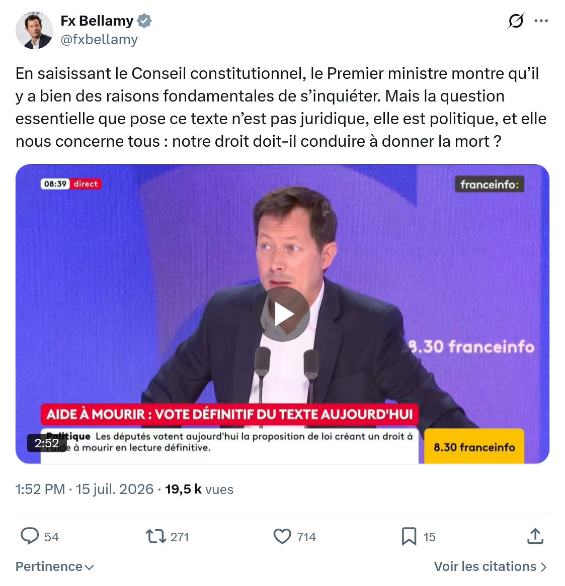 Fx Bellamy: En saisissant le Conseil constitutionnel...