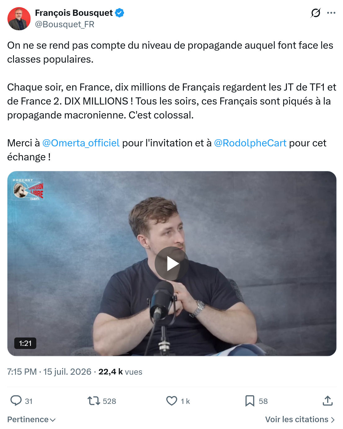 François Bousquet: On ne se rend pas compte...