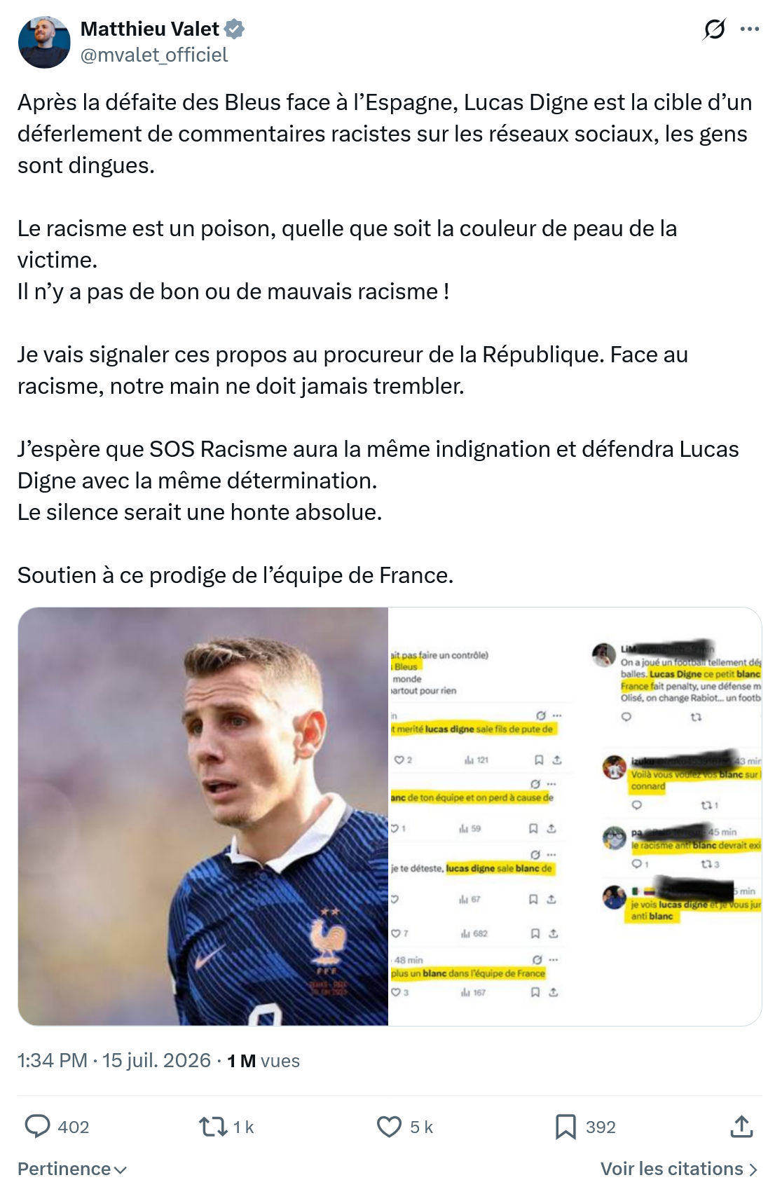 Matthieu Valet: Après la défaite des Bleus...