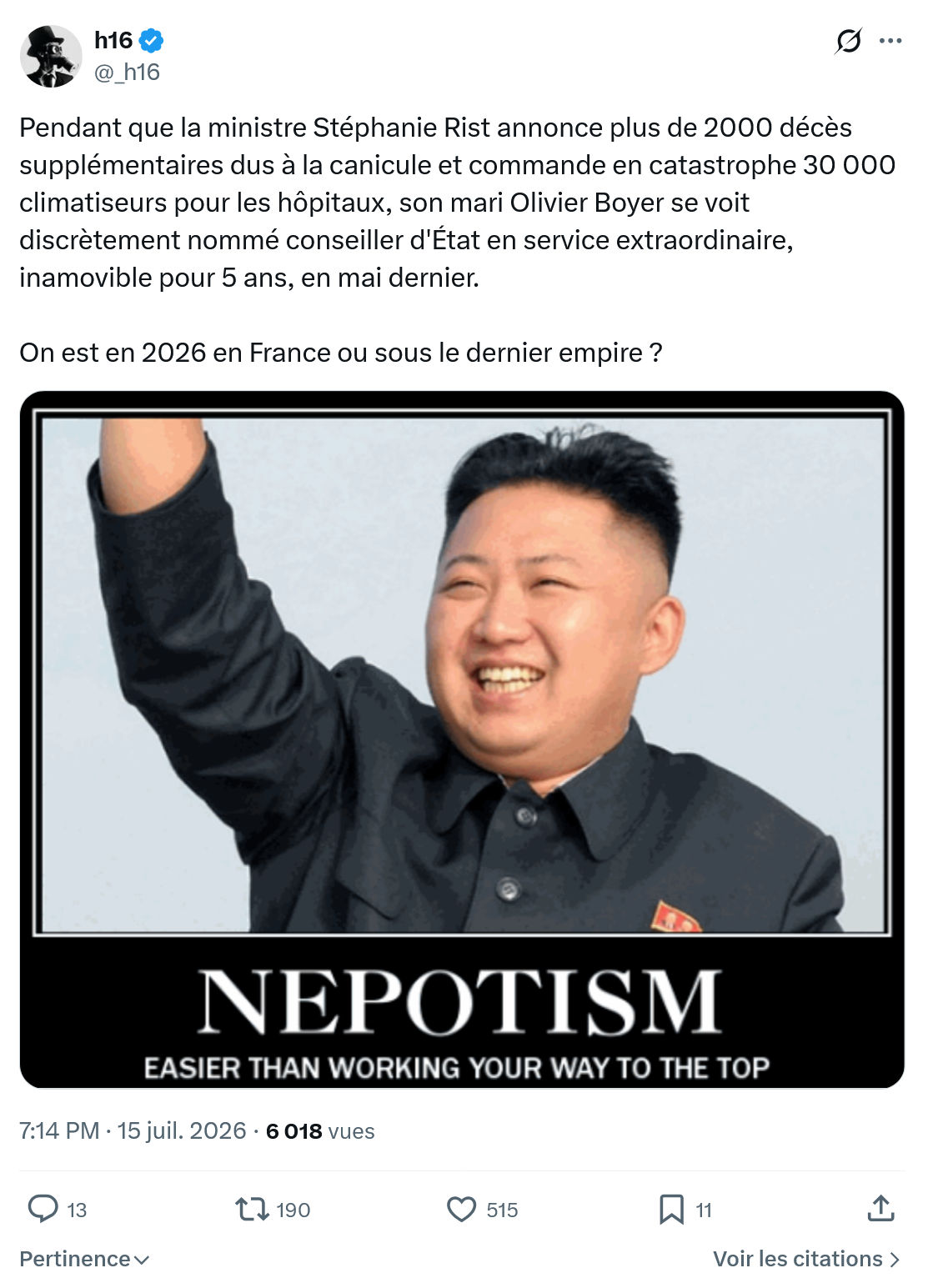 h16: Pendant que la ministre Stéphanie Rist...
