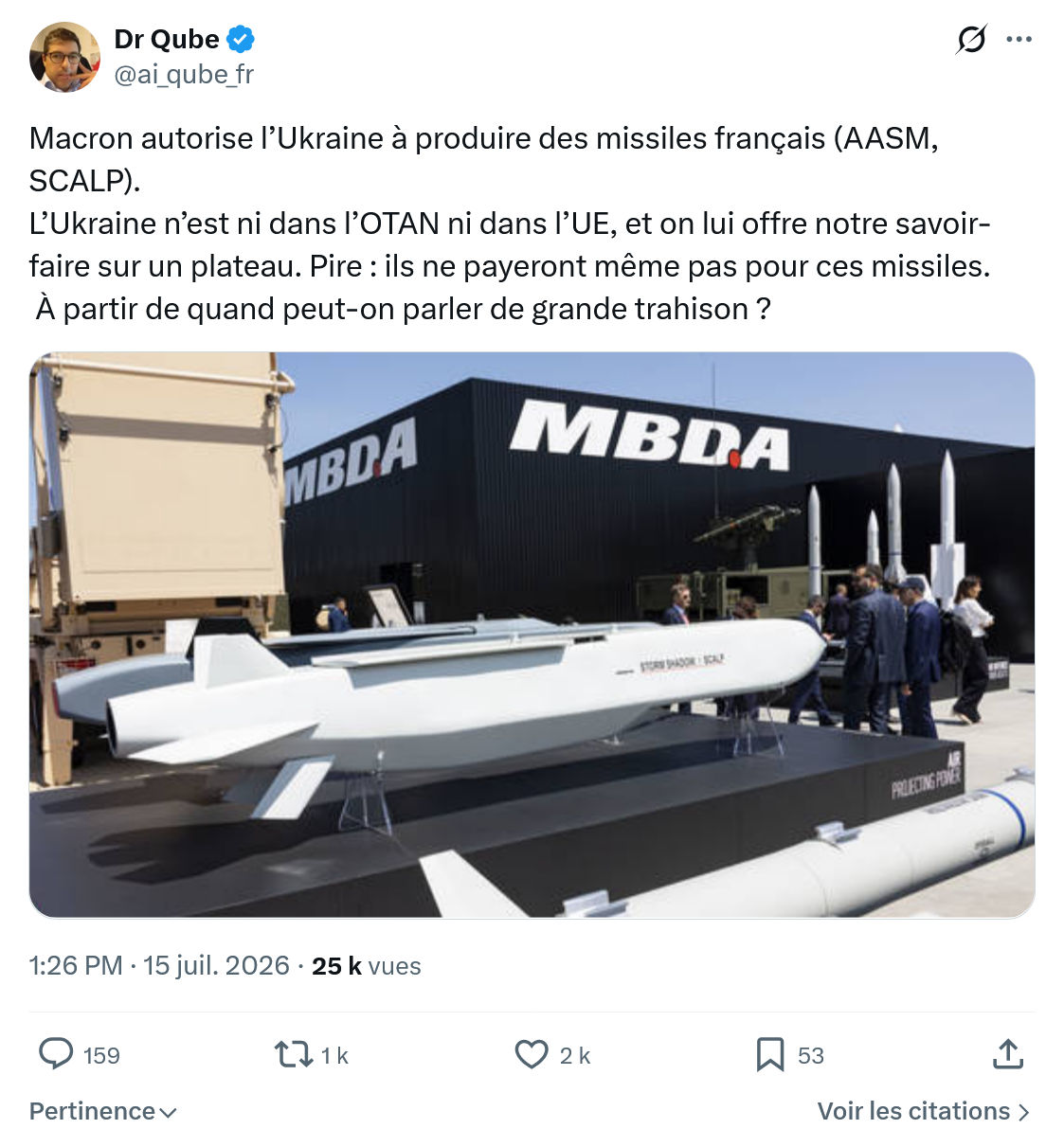 Dr Qube: Macron autorise l’Ukraine...