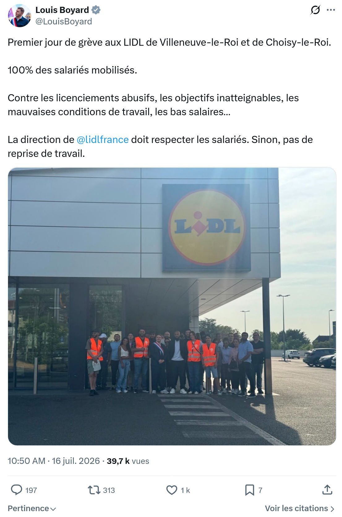 Louis Boyard: Premier jour de grève aux LIDL...