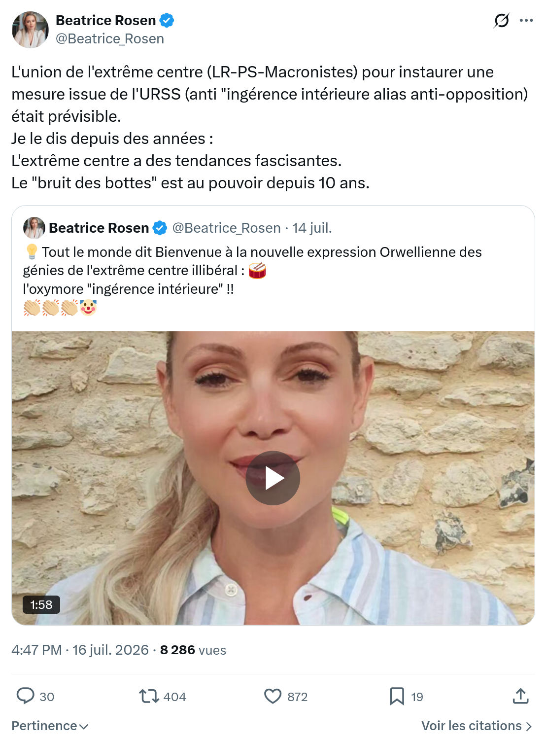 Béatrice Rosen: L'union de l'extrême centre...