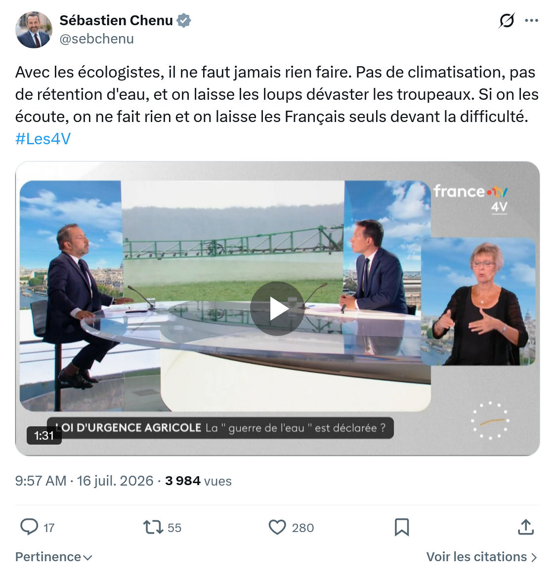 Sébastien Chenu: Avec les écologistes...